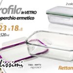 Pirofila forno frigo vetro coperchio ermetico porta pranzo rettangolare 23*18*8