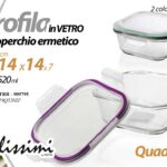 Pirofila forno frigo vetro coperchio ermetico porta pranzo quadrata ass 14*7 cm