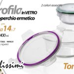 Pirofila forno frigo vetro coperchio ermetico porta pranzo tonda ass 14*7 cm