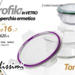 Pirofila forno frigo vetro coperchio ermetico porta pranzo tonda ass 16*7 cm
