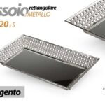 VASSOIO METALLO RETTANGOLARE DECOR FONDO SPECCHIO COLOR ARGENTO SILVER 32*20 cm