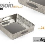 VASSOIO METALLO QUADRATO MANICI DECOR FONDO SPECCHIO COLOR ARGENTO SILVER 24*5cm