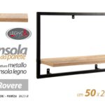 MENSOLA DA PARETE MODERNA MURO METALLO RIPIANO LEGNO ROVERE INDUSTRIA 50*20*35cm