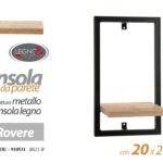MENSOLA DA PARETE MODERNA MURO METALLO RIPIANO LEGNO ROVERE INDUSTRIA 20*20*35