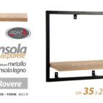MENSOLA DA PARETE MODERNA MURO METALLO RIPIANO LEGNO ROVERE INDUSTRIA 35*20*35cm