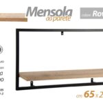 MENSOLA DA PARETE MODERNA MURO METALLO RIPIANO LEGNO ROVERE INDUSTRIA 65*20*35cm