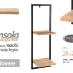 MENSOLA DA PARETE MODERNA MURO METALLO 2 RIPIANi LEGNO ROVERE INDUSTRIA 25*20*h75