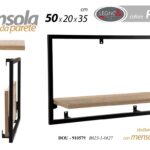 MENSOLA DA PARETE RICHIUDIBILE MODERNA MURO METALLO RIPIANO LEGNO IND 50*20*35cm