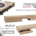 MENSOLA 2 CASSETTI DA PARETE PENSILE SOSPESA MURO MODERNA ROVERE LEGNO 90*23*10