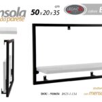 MENSOLA PARETE RICHIUDIBILE MODERNA MURO METALLO RIPIANO LEGNO BIANCA 50*20*35