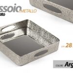 VASSOIO METALLO QUADRATO MANICI DECOR FONDO SPECCHIO COLOR ARGENTO SILVER 28*6cm