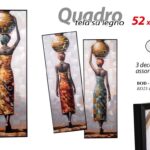 QUADRO STAMPA SU TELA Canvas LEGNO Donna AFRICANA VASO IN TESTA ASSORT 52*152 cm