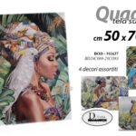 QUADRO STAMPA SU TELA Canvas LEGNO Ragazza Donna AFRICA COLOR ASSOR 50*70 cm