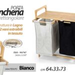 PORTABIANCHERIA CESTA VESTITI RIPIANO IN LEGNO 2 VANI CESTO TESSUTO 64*33*H73 cm