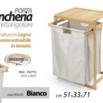 PORTABIANCHERIA CESTA VESTITI RIPIANO LEGNO VANO CESTO TESSUTO BIANCO 51*33*h71