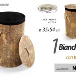 CESTA PORTABIANCHERIA TONDA ROTONDA RIGIDA MARRONE RIV TESSUTO NERO 54*35cm