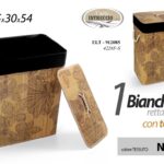 CESTO PORTABIANCHERIA ORGANIZER COPERCHIO TESSUTO NERO MARRONE 45*30*h54 cm