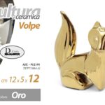 VOLPE CERAMICA ORO BOMBONIERA SOPRAMMOBILE DESIGN MODERNO ARREDO CASA FOX 12 CM