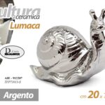 LUMACA CERAMICA ARGENTO LUCIDO BOMBONIERA SOPRAMMOBILE ARREDO MODERNO 20*17 cm