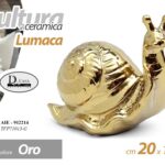 LUMACA CERAMICA ORO BOMBONIERA SOPRAMMOBILE DESIGN MODERNO ARREDO CASA 20*17 CM
