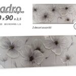 QUADRO STAMPA SU TELA Canvas LEGNO FIORI FIORE BIANCO GRIGIO N ASSORTITI 30*90cm