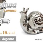 LUMACA CERAMICA ARGENTO LUCIDO BOMBONIERA SOPRAMMOBILE ARREDO MODERNO 16*12 cm