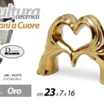 BOMBONIERA MANI A CUORE CERAMICA ORO BOMBONIERA SOPRAMMOBILE MODERNO 23 cm