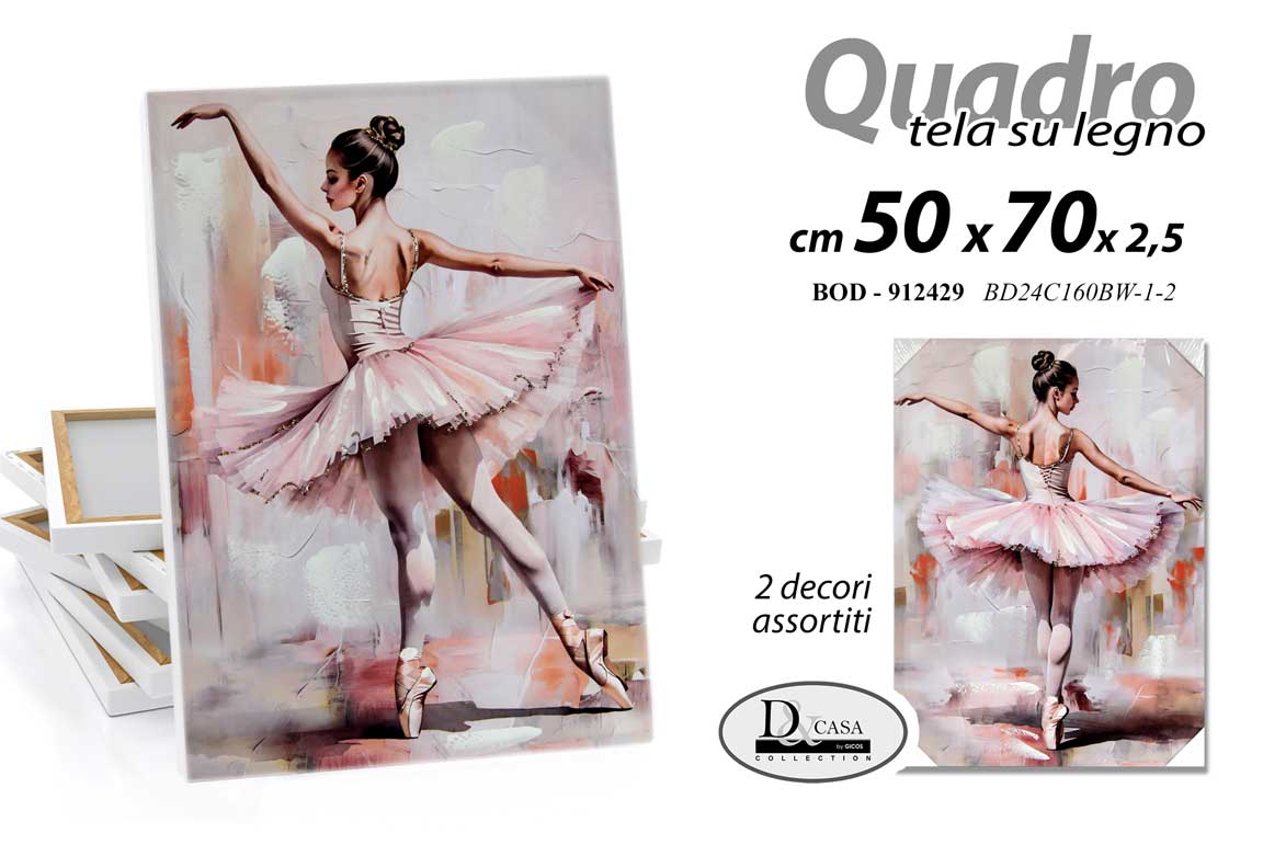 8025569912429 QUADRO STAMPA SU TELA Canvas LEGNO Donna BALLERINA BALLO DANZA R ASSORT 50*70 cm - immagine 1