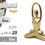 SCULTURA YOGA CERAMICA ORO BOMBONIERA SOPRAMMOBILE MODERNO ARREDO ZEN 23 CM