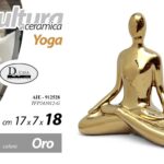 SCULTURA YOGA CERAMICA ORO BOMBONIERA SOPRAMMOBILE MODERNO ARREDO ZEN 18 CM