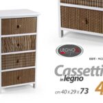 CASSETTIERA 4 CASSETTI LEGNO MARRONE BIANCA SLIM SALVASPAZIO DECO H73*L40*P29 cm