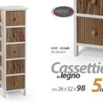 CASSETTIERA SLIM SALVASPAZIO 5 CASSETTI LEGNO BIANCA MARRONE H98*L26*P32 cm