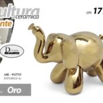 ELEFANTE PALLONCINO CERAMICA ORO BOMBONIERA SOPRAMMOBILE MODERNO ARREDO 17*13cm