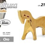 CAVALLO CERAMICA ORO BOMBONIERA SOPRAMMOBILE DESIGN MODERNO ARREDO CASA 21 CM