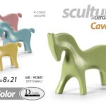CAVALLO SOPRAMMOBILE BOMBONIERA SCULTURA CERAMICA MODERNO COLOR ASS 21CM