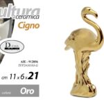 CIGNO CERAMICA ORO BOMBONIERA SOPRAMMOBILE DESIGN MODERNO ARREDO CASA 21 CM