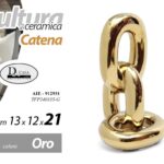 CATENA CERAMICA ORO COLOR BOMBONIERA SOPRAMMOBILE DESIGN MODERNO SMALTATA 21 cm
