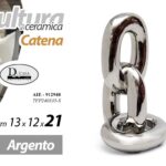 CATENA CERAMICA ARGENTO BOMBONIERA SOPRAMMOBILE DESIGN MODERNO SMALTATA 21 cm