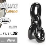 CATENA CERAMICA NERA BOMBONIERA SOPRAMMOBILE DESIGN MODERNO SMALTATA 28 cm