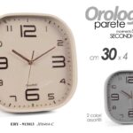 OROLOGIO DA PARETE QUADRATO MODERNO VINTAGE SILENZIOSO GRIGIO BEIGE ASS ABS 30cm