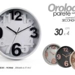 OROLOGIO DA PARETE TONDO MODERNO CLASSICO SILENZIOSO NUMERI RILIEVO ASS ABS 30cm