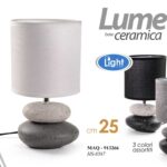 LAMPADA LUMETTO ABAT JOUR DA TAVOLO SCRIVANIA CAMERA CERAMICA PIETRE ASSORT 25cm