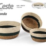 3 CESTINI CESTE CESTA VIMINI CONTENITORE Portabiancheria VERDE BEIGE 30/26/23