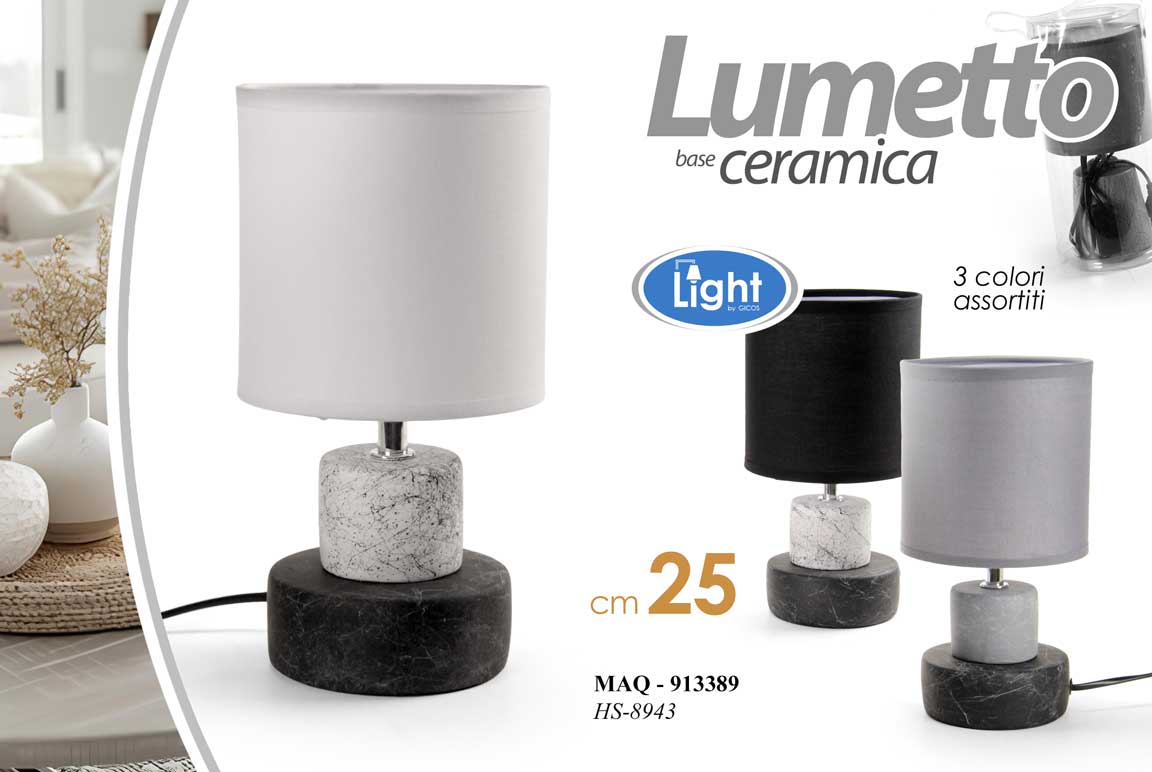 8025569913389 LAMPADA LUMETTO ABAT JOUR DA TAVOLO SCRIVANIA CAMERA CERAMICA COLOR ASSORT 25 cm - immagine 1
