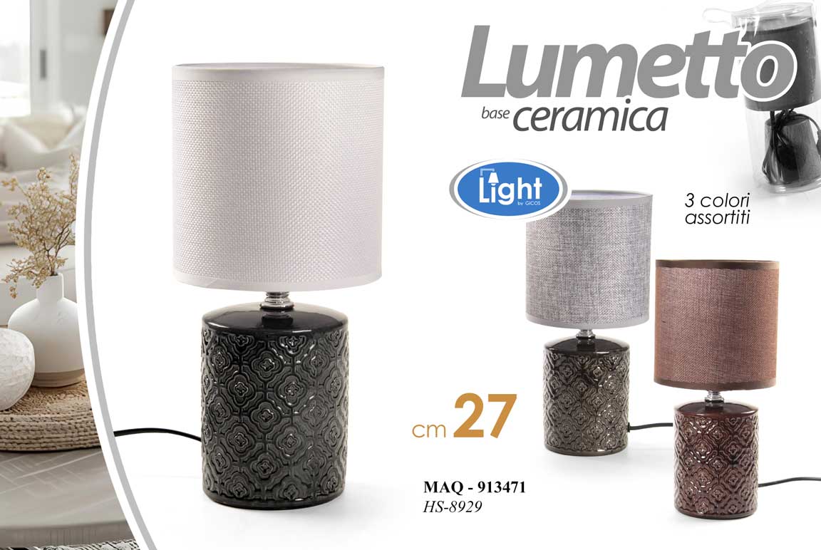 8025569913471 LAMPADA LUMETTO ABAT JOUR DA TAVOLO SCRIVANIA CAMERA CERAMICA COLOR T ASSOR 27cm - immagine 1