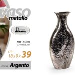 VASO FIORI METALLO Portafiori COLOR ARGENTO CLASSICO MODERNO MARTELLATO 39 cm