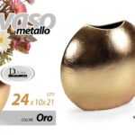 VASO METALLO COLOR ORO DA TAVOLO TERRA DESIGN CLASSICO MODERNO FIORI 24*10*21 cm