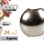 VASO FIORI METALLO Portafiori COLOR ARGENTO CLASSICO MODERNO LISCIO 24*10*21 cm