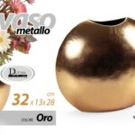 VASO METALLO COLOR ORO DA TAVOLO TERRA DESIGN CLASSICO MODERNO FIORI 32*13*28 cm