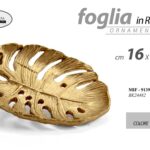 FOGLIA CENTROTAVOLA VASSOIO ORNAMENTALE RESINA ORO CLASSICO MODERNO 16*12*2 cm